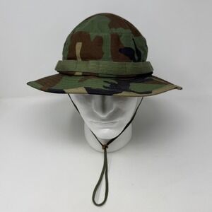 R&B Inc US Military Woodland Camo Boonie Hat Sun Weather Type II Ripstop Size 8